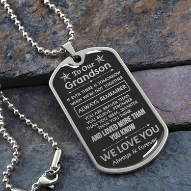 To Our Grandson Dog Tag Necklace - Love You This Much
